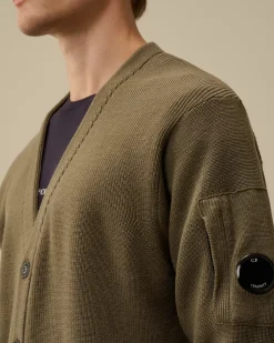 Jumpers<C.P. Company Re-Wool Buttoned Cardigan Walnut – Beige