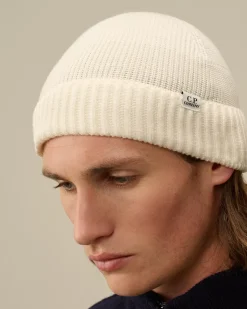 Hats<C.P. Company Re-Wool Fisherman Beanie Gauze White