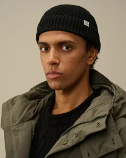 Hats<C.P. Company Re-Wool Fisherman Beanie Black