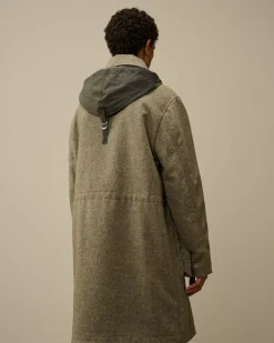 Jacket & Coats<C.P. Company Shetland Twill Hooded Car Coat Forest Melange – Grey