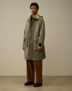 Jacket & Coats<C.P. Company Shetland Twill Hooded Car Coat Forest Melange – Grey