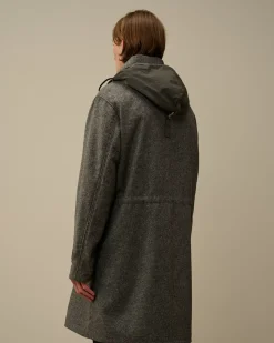 Jacket & Coats<C.P. Company Shetland Twill Hooded Car Coat Anthracite Melange – Grey