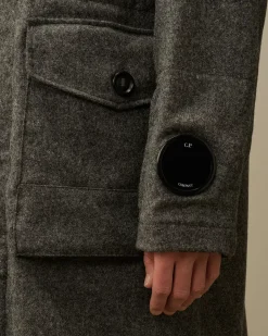 Jacket & Coats<C.P. Company Shetland Twill Hooded Car Coat Anthracite Melange – Grey