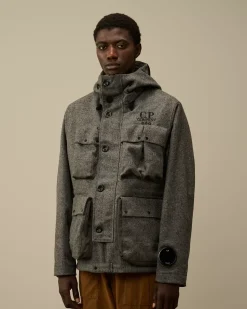 Jacket & Coats<C.P. Company Shetland Twill Mille Jacket Anthracite Melange – Grey