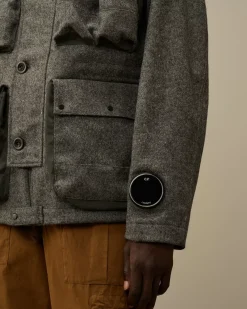 Jacket & Coats<C.P. Company Shetland Twill Mille Jacket Anthracite Melange – Grey