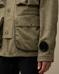 Jacket & Coats<C.P. Company Shetland Twill Mille Jacket Forest Melange – Grey