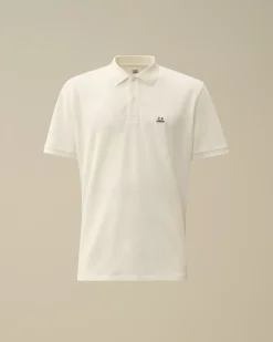 T-shirts & Polo<C.P. Company Stretch Piquet Logo Polo Gauze White