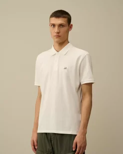 T-shirts & Polo<C.P. Company Stretch Piquet Logo Polo Gauze White