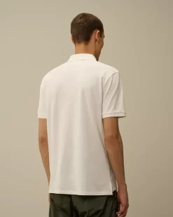 T-shirts & Polo<C.P. Company Stretch Piquet Logo Polo Gauze White