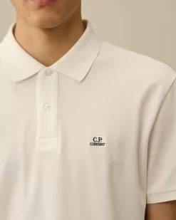 T-shirts & Polo<C.P. Company Stretch Piquet Logo Polo Gauze White