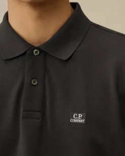 T-shirts & Polo<C.P. Company Stretch Piquet Logo Polo Black Sand