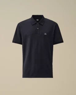 T-shirts & Polo<C.P. Company Stretch Piquet Logo Polo Total Eclipse – Blue