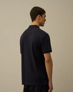T-shirts & Polo<C.P. Company Stretch Piquet Logo Polo Total Eclipse – Blue