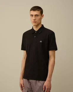 T-shirts & Polo<C.P. Company Stretch Piquet Logo Polo Black