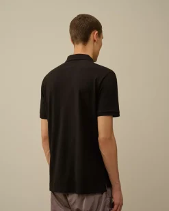 T-shirts & Polo<C.P. Company Stretch Piquet Logo Polo Black