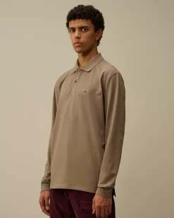 T-shirts & Polo<C.P. Company Stretch Piquet Longsleeve Logo Polo Walnut – Beige