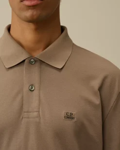 T-shirts & Polo<C.P. Company Stretch Piquet Longsleeve Logo Polo Walnut – Beige