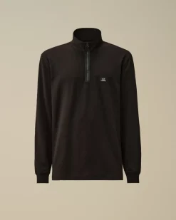 T-shirts & Polo<C.P. Company Stretch Piquet Longsleeve Zipped Polo Black