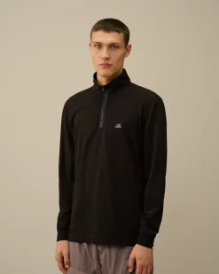 T-shirts & Polo<C.P. Company Stretch Piquet Longsleeve Zipped Polo Black