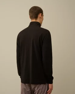 T-shirts & Polo<C.P. Company Stretch Piquet Longsleeve Zipped Polo Black