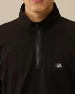 T-shirts & Polo<C.P. Company Stretch Piquet Longsleeve Zipped Polo Black