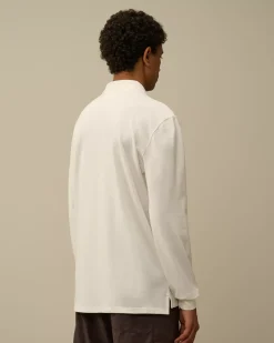T-shirts & Polo<C.P. Company Stretch Piquet Longsleeve Logo Polo Gauze White