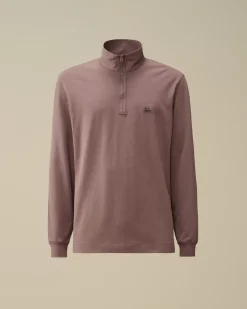 T-shirts & Polo<C.P. Company Stretch Piquet Longsleeve Zipped Polo Purple Dove