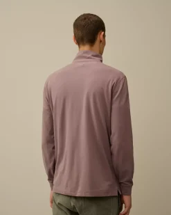 T-shirts & Polo<C.P. Company Stretch Piquet Longsleeve Zipped Polo Purple Dove