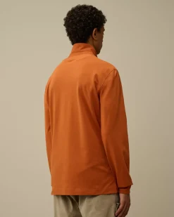 T-shirts & Polo<C.P. Company Stretch Piquet Longsleeve Zipped Polo Bombay Brown