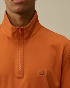 T-shirts & Polo<C.P. Company Stretch Piquet Longsleeve Zipped Polo Bombay Brown
