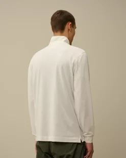 T-shirts & Polo<C.P. Company Stretch Piquet Longsleeve Zipped Polo Gauze White