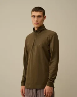 T-shirts & Polo<C.P. Company Stretch Piquet Longsleeve Zipped Polo Ivy Green