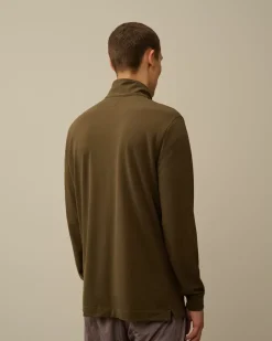T-shirts & Polo<C.P. Company Stretch Piquet Longsleeve Zipped Polo Ivy Green