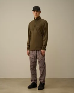 T-shirts & Polo<C.P. Company Stretch Piquet Longsleeve Zipped Polo Ivy Green
