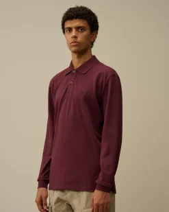 T-shirts & Polo<C.P. Company Stretch Piquet Longsleeve Logo Polo Potent Purple