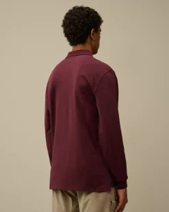 T-shirts & Polo<C.P. Company Stretch Piquet Longsleeve Logo Polo Potent Purple