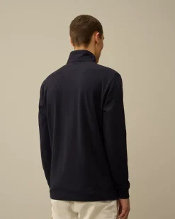 T-shirts & Polo<C.P. Company Stretch Piquet Longsleeve Zipped Polo Total Eclipse – Blue
