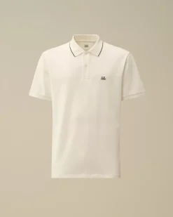 T-shirts & Polo<C.P. Company Stretch Piquet Striped Collar Polo Gauze White
