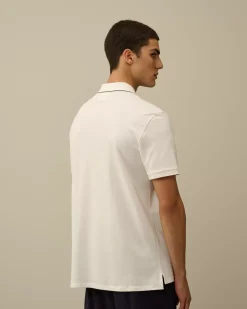 T-shirts & Polo<C.P. Company Stretch Piquet Striped Collar Polo Gauze White