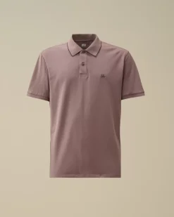 T-shirts & Polo<C.P. Company Stretch Piquet Striped Collar Polo Purple Dove