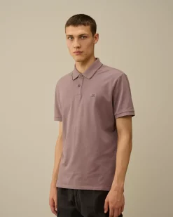 T-shirts & Polo<C.P. Company Stretch Piquet Striped Collar Polo Purple Dove