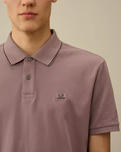 T-shirts & Polo<C.P. Company Stretch Piquet Striped Collar Polo Purple Dove