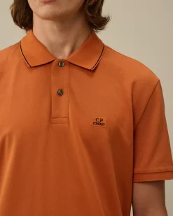 T-shirts & Polo<C.P. Company Stretch Piquet Striped Collar Polo Bombay Brown