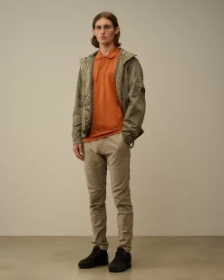 T-shirts & Polo<C.P. Company Stretch Piquet Striped Collar Polo Bombay Brown