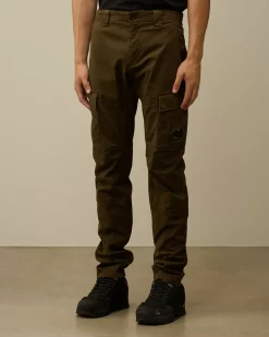 Trousers<C.P. Company Stretch Sateen Ergonomic Lens Double Cargo Pants Ivy Green