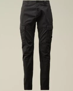 Trousers<C.P. Company Stretch Sateen Ergonomic Lens Double Cargo Pants Black Sand
