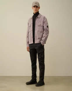 Trousers<C.P. Company Stretch Sateen Ergonomic Lens Double Cargo Pants Black Sand