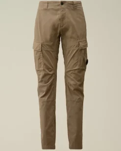Trousers<C.P. Company Stretch Sateen Ergonomic Lens Double Cargo Pants Walnut – Beige