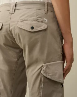 Trousers<C.P. Company Stretch Sateen Ergonomic Lens Cargo Pants Vintage Khaki – Beige