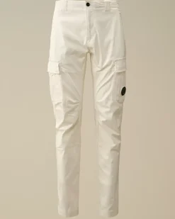 Trousers<C.P. Company Stretch Sateen Ergonomic Lens Double Cargo Pants Gauze White